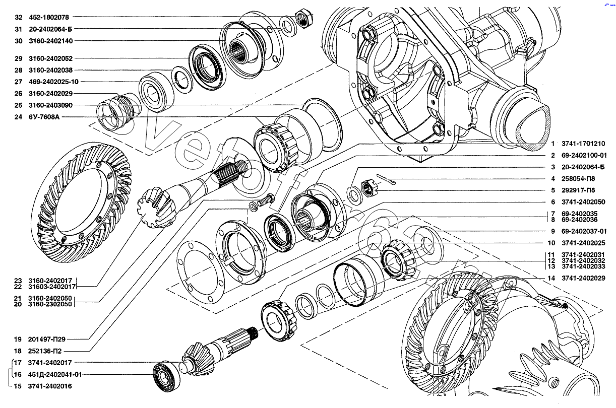 Oliekeerring as - Spicer as cardanzijde en transfercase cardanzijdes - Timken as keerrring - 3741-1701210